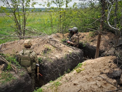 Members of the 1st company of the 63rd Infantry Brigade on the Liman front in the Donetsk region.