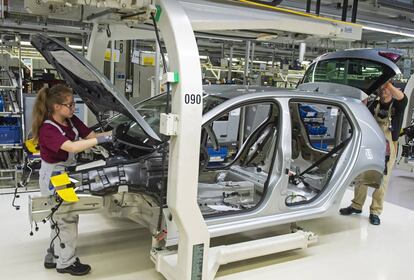 Imagen de una fábrica de Volkswagen en Zwickau, al este de Alemania, tomada en mayo de 2019.