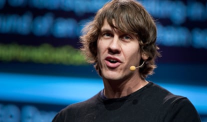 Dennis Crowley, en la presentación de su empresa en Nueva York.