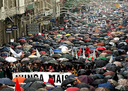Cabecera de la manifestación de Santiago de Compostela.
