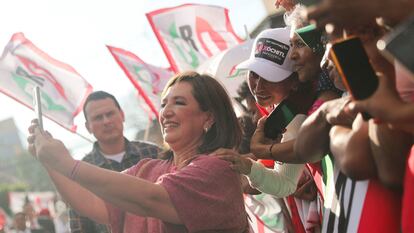 Xóchitl Gálvez durante un evento de campaña en Tlanepantla, Estado de México, el 3 de abril del 2024.