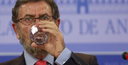 Manuel Gracia, presidente del Parlamento andaluz, durante su comparecencia del miércoles por la tarde.