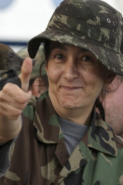 Ingrid Betancourt, a su llegada a Bogotá, tras ser liberada de su secuestro, el 2 de julio de 2008.