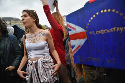 Protesta de ayer en Cardiff, Gales, contra la salida de Reino Unido de la Uni&oacute;n Europea.