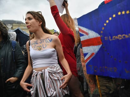 Protesta de ayer en Cardiff, Gales, contra la salida de Reino Unido de la Uni&oacute;n Europea.