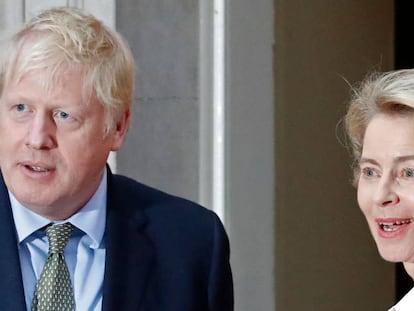 El primer ministro británico Boris Johnsonu y la presidenta de la Comisión Europea Ursula von der Leyen.