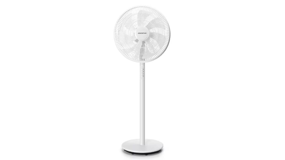 Ventilador de pie y sobremesa de altura ajustable.