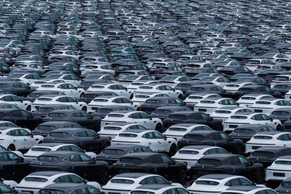 The Chongqing electric car distribution center in China.