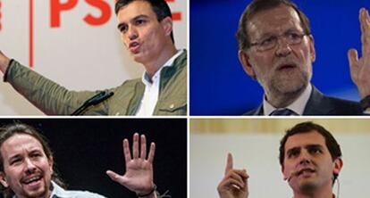 Clockwise from top left: Socialist leader Pedro Sánchez, PP chief Mariano Rajoy, Ciudadanos’ Albert Rivera and Podemos’s Pablo Iglesias.