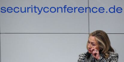 La secretaria de Estado estadounidense, Hillary Clinton, en la Conferencia de Seguridad de Múnich.