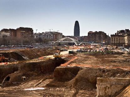 Las obras actuales en la zona de la Sagrera.