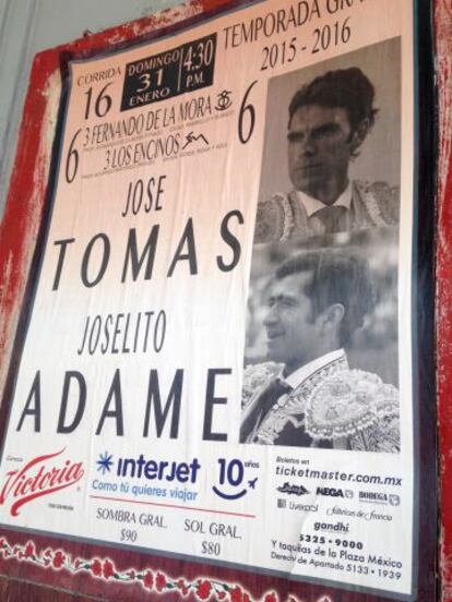 Cartel con José Tomás y Joselito Adame.