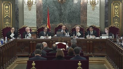 Former Catalan parliament speaker Carme Forcadell answered questions on Tuesday.