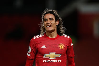 Edinson Cavani durante el partido entre Manchester United y Leeds, el pasado domingo.