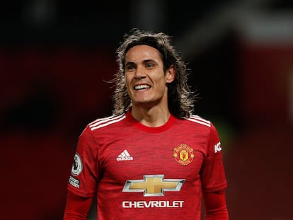 Edinson Cavani durante el partido entre Manchester United y Leeds, el pasado domingo.