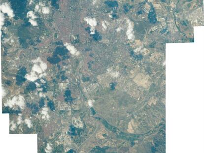 Un &#039;collage&#039; con fotos de Madrid capturadas desde la Estaci&oacute;n Espacial Internacional, el pasado 17 de abril. 