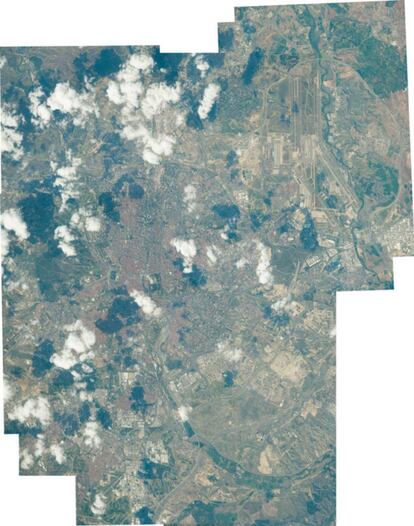 Un &#039;collage&#039; con fotos de Madrid capturadas desde la Estaci&oacute;n Espacial Internacional, el pasado 17 de abril. 