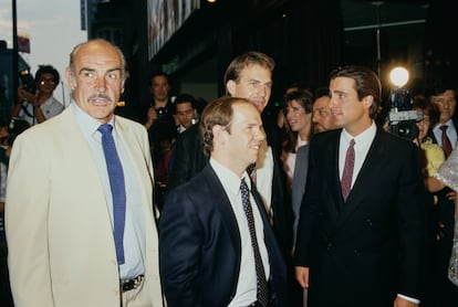 Sean Connery, Charles Martin Smith, Kevin Costner and Andy Garcia at the premiere of 'The Untouchables' in 1987 in New York.