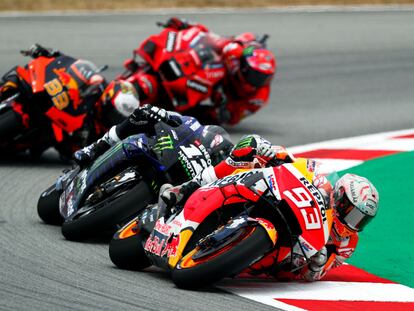 El piloto español de MotoGP, Marc Márquez, durante la carrera del Gran Premio de Cataluña.