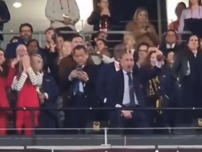 El presidente de la RFEF, Luis Rubiales, en plena celebración del triunfo de España.