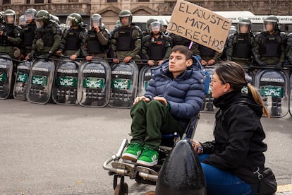 Manifestación contra el veto a la Ley de Discapacidad el 5 de agosto de 2025. 