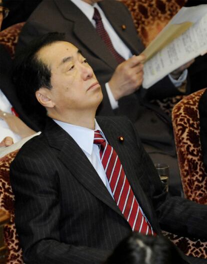 Naoto Kan, el jueves en el parlamento.