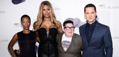 Samira Wiley, Laverne Cox, Lea DeLaria y Matt McGorry, miembros del reparto de 'Orange is the new black'.