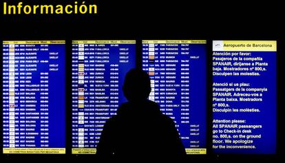 Pantallas de informaci&oacute;n de vuelos del aeropuerto de El Prat