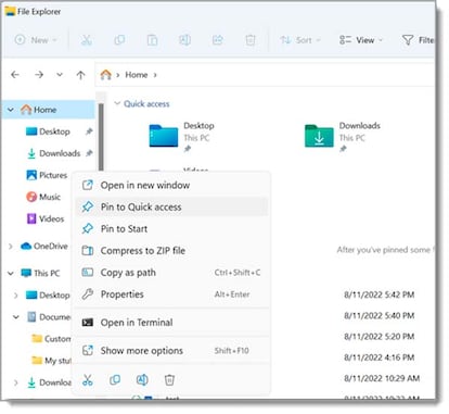Explorador de archivos integrado en Windows 11