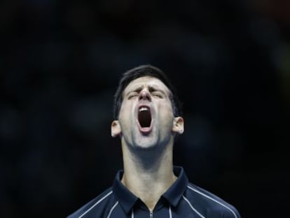 Djokovic celebra la victoria ante Nadal