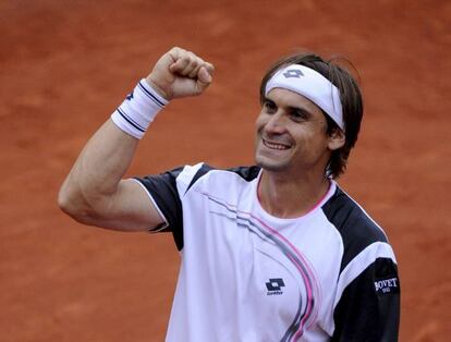 David Ferrer celebra su victoria contra el británico Andy Murray