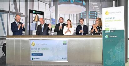 El presidente de Kompuestos, Ignacio Duch, al comienzo de la cotización de Kompuestos en el Euronext Growth Paris.