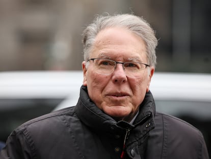 Wayne LaPierre, antiguo responsable de la NRA, este jueves en Nueva York.