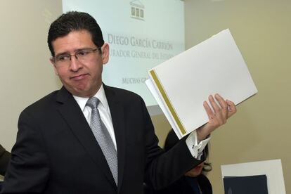 El procurador general de Ecuador Diego García, durante una rueda de prensa en Quito este mes.