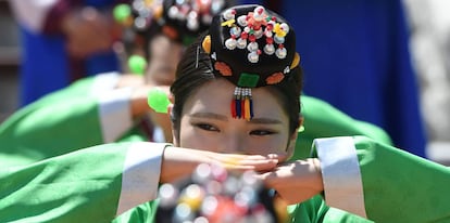 South Korean women during a traditional Coming-of-Age Day ceremony to mark adulthood in Seoul. The ceremony marks the age of 19, at which a person is legally able to make life choices from voting, to drinking alcohol.