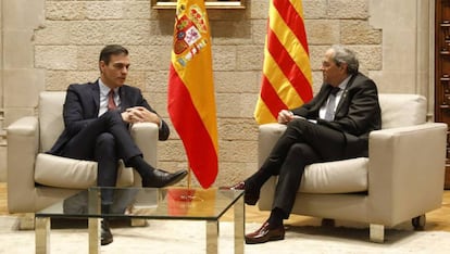 Reunión entre Pedro Sánchez y Quim Torra el jueves en el Palau.