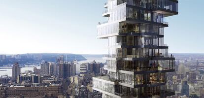 La crisis ha paralizado la ejecución de grandes proyectos en Manhattan, como este singular rascacielos de Herzog & De Meuron, de 56 pisos.