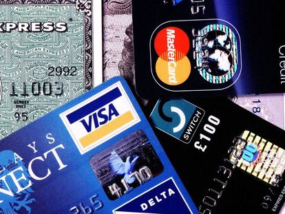 Diferentes tarjetas de crédito, en una imagen de archivo. Agencia Getty / GETTY