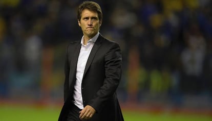 Guillermo Barros Schelotto, en un partido en La Bombonera. 