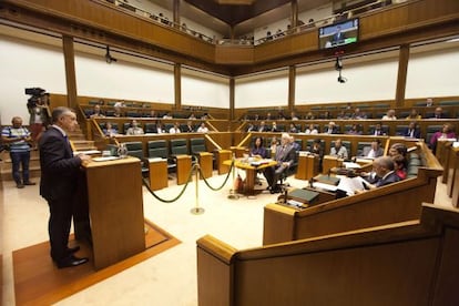 Iñigo Urkullu, durante su intervención en el pleno de política general.