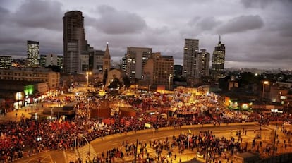 Manifestantes em São Paulo, nesta quinta.