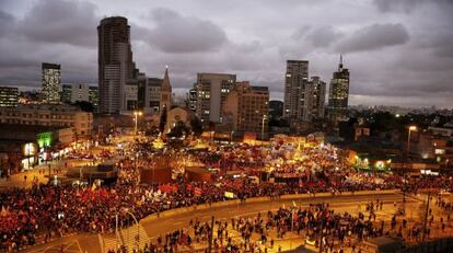 Manifestantes em São Paulo, nesta quinta.