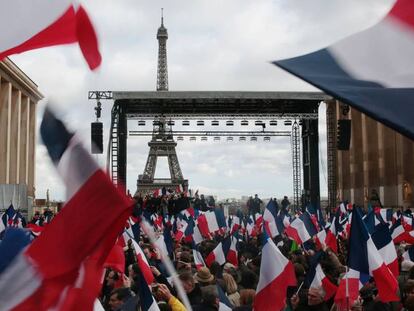 Manifestação de apoio a Fillon, no domingo em Paris.