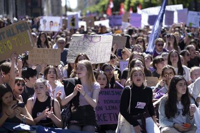 Manifestación en Sevilla por el Día Internacional de la Mujer.