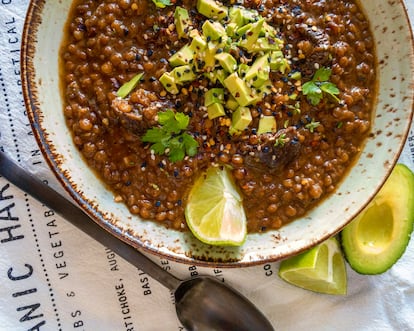 Lentejas con aguacate