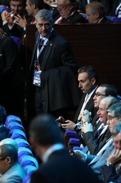 ?ngel Mara Villar, presidente de la Federacin Espa?ola de Ftbol, vicepresidente de la FIFA, y vicepresidente tercero de la UEFA, durante el sorteo.