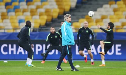 Pellegrini, durante la sesión del City en Kiev.