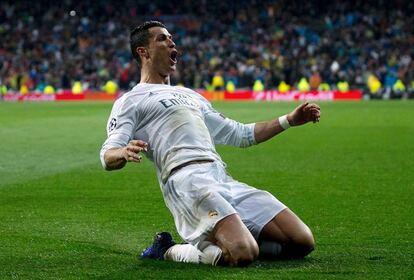 Cristiano Ronaldo celebra el tercer gol.