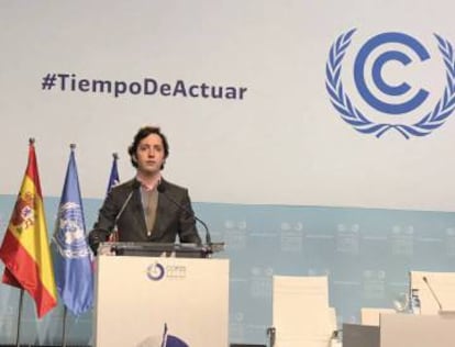 Photo shared on Twitter of Little Nicolás at the UN climate change summit in Madrid.