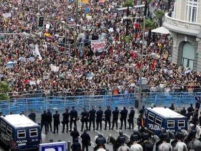 Blindaje policial de la C&aacute;mara baja el pasado 25 de septiembre, durante las protestas de la plataforma Rodea el Congreso. 